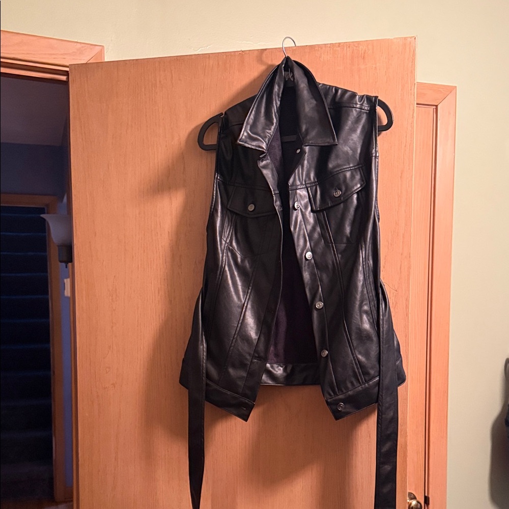 Elan Black Faux Leather Sleeveless Vest